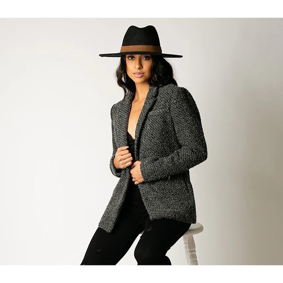 Joyfolie Jackets & Blazers - Joyfolie Mia Joy Louve Blazer Charcoal Black Wool Blend Womens Size XL